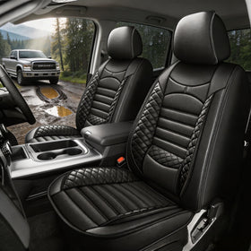 AOMSAZTO front seat cover closeup showing precise fit and improved interior protection