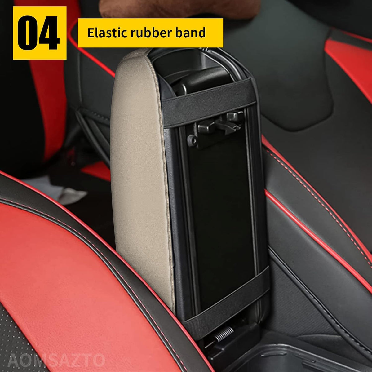 AOMSAZTO in-car lifestyle image showing beige cover improving interior appearance