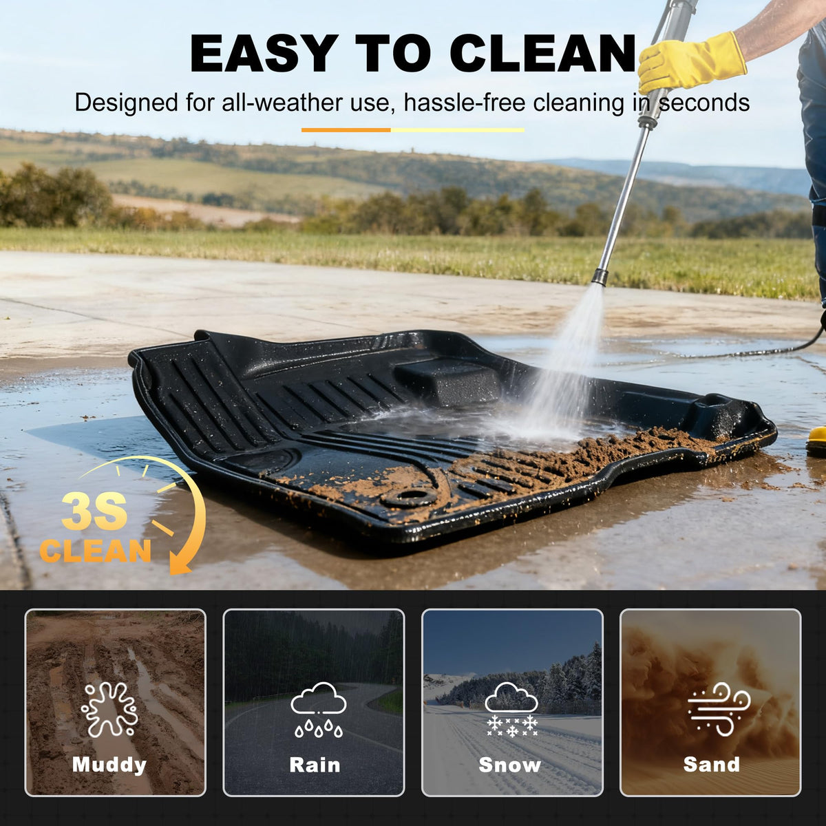 AOMSAZTO mats installed in Bronco Sport outdoors for easy cleanup