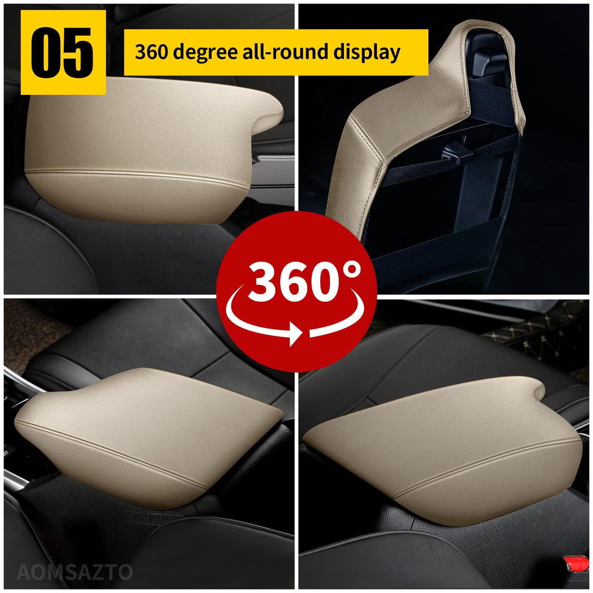 AOMSAZTO driver resting arm on beige cover, delivers added support on drives