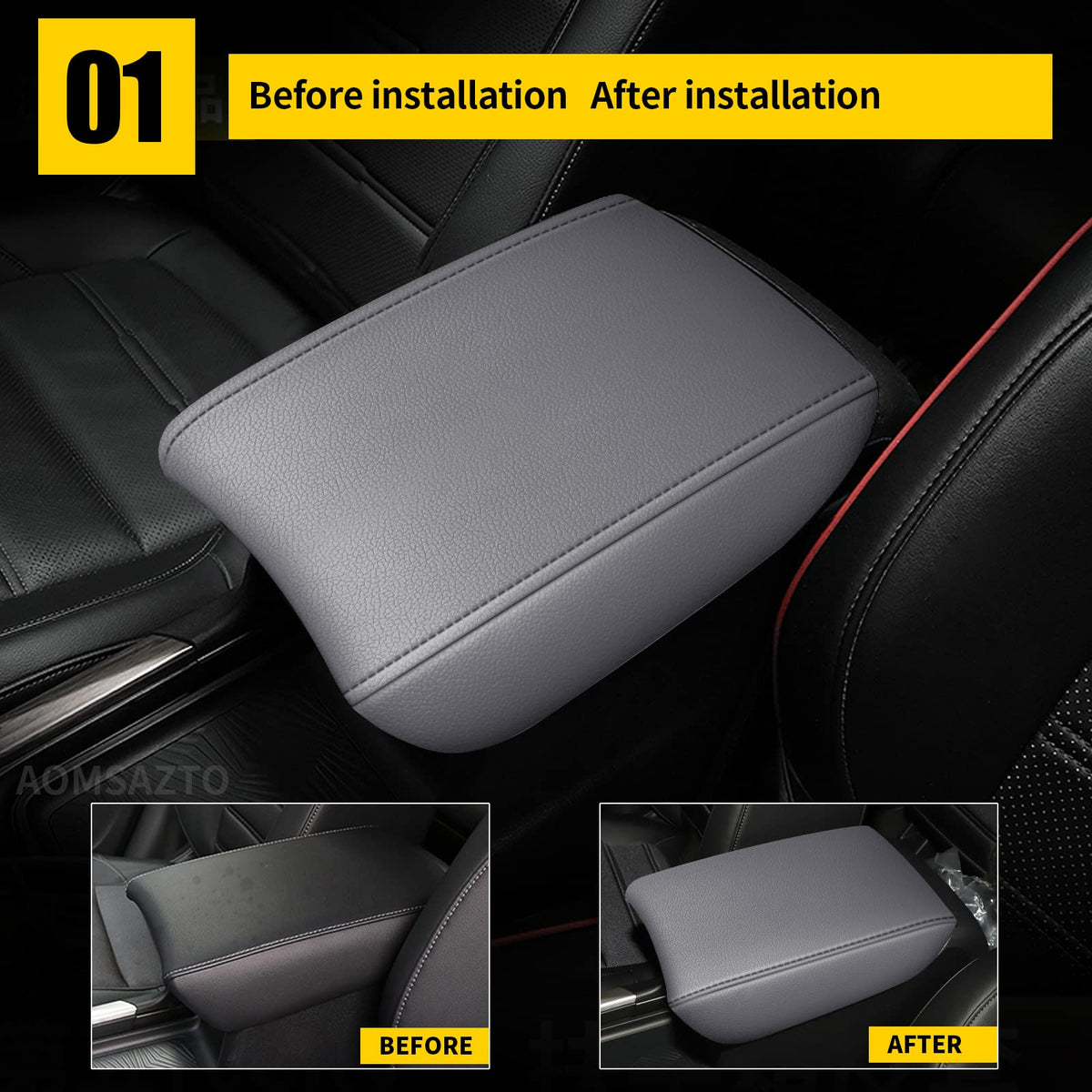 AOMSAZTO close-up texture showing leather-like surface and easy-clean benefit