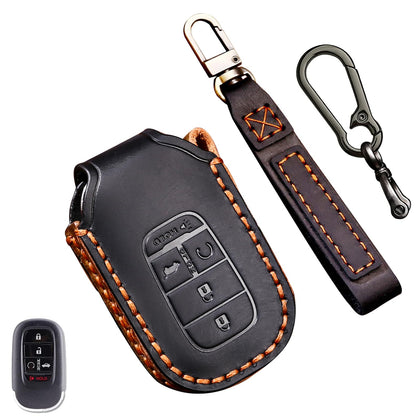 Aoocar front view leather key fob cover showing elegant protection and fit
