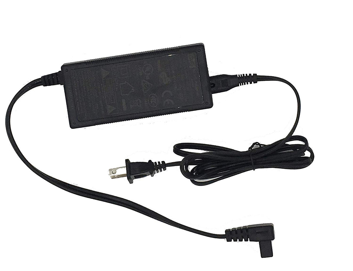 AooDen adapter label close-up showing voltage and current specs for safe matching