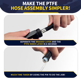 AOOSEDOO close-up of reamer tip reshaping hose edge for cleaner fit
