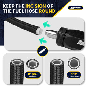 AOOSEDOO tool inserted into PTFE hose showing fast braid separation