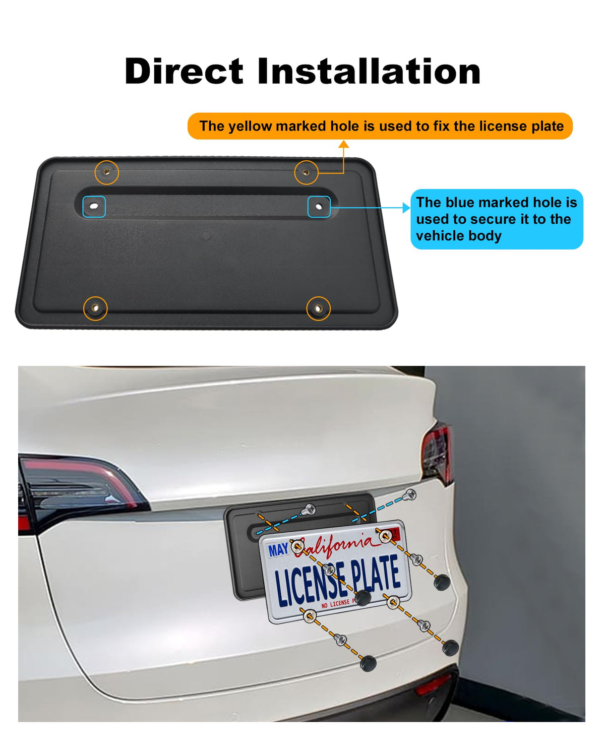 AOOTF bracket mounted on a Tesla Model 3 trunk showing secure installation