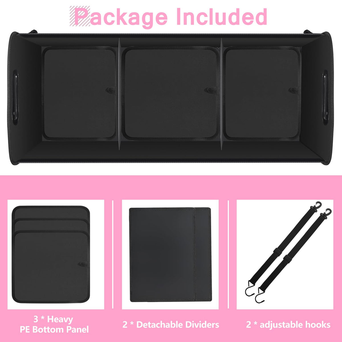 AOPHY overhead shot of three compartments and mesh pockets for organized storage benefit