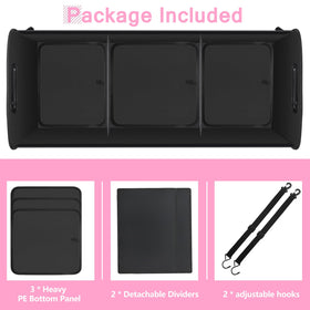 AOPHY overhead shot of three compartments and mesh pockets for organized storage benefit
