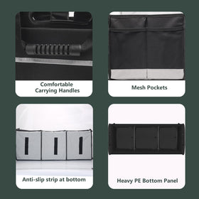 AOPHY open organizer displaying adjustable dividers and mesh pockets for flexible organization