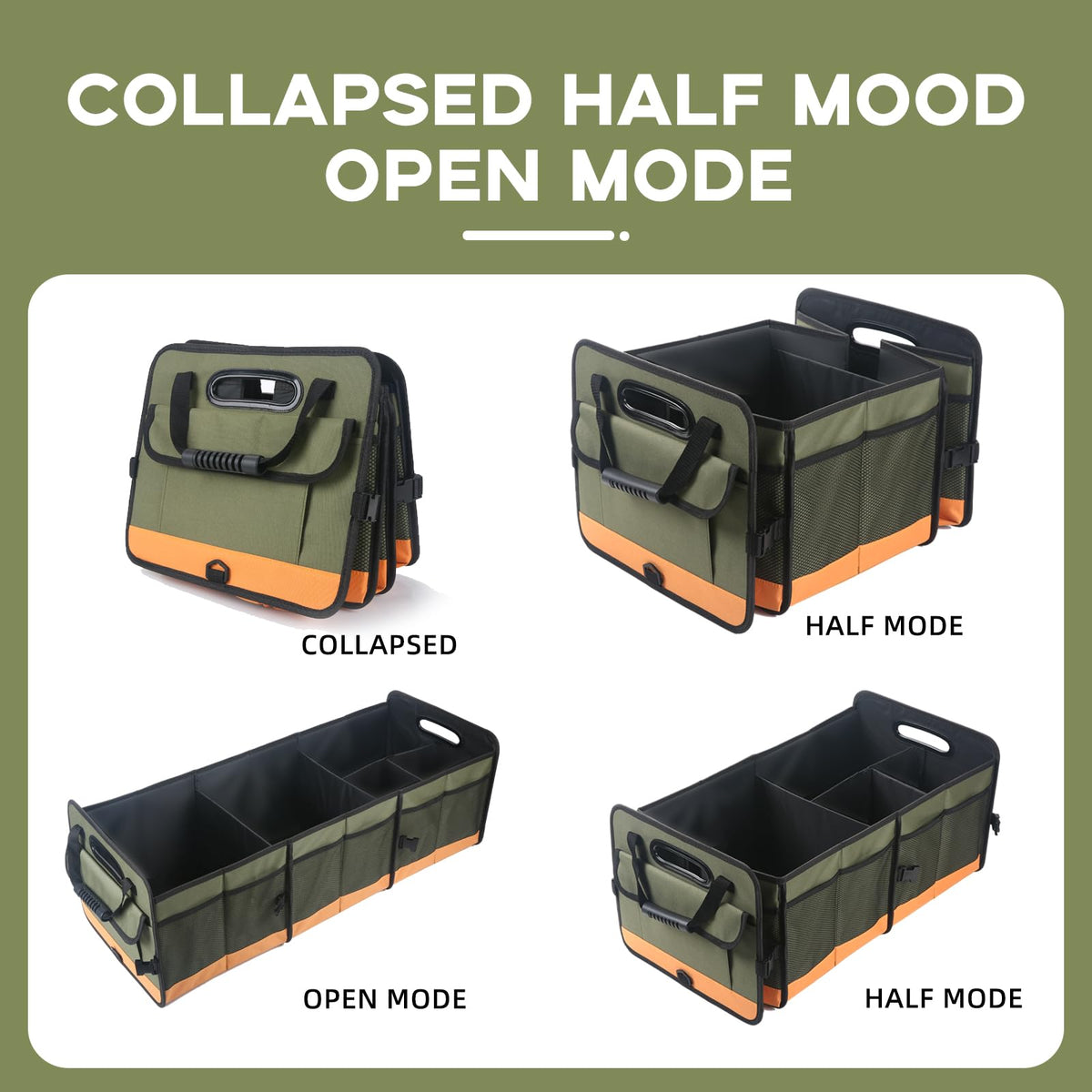 AOPHY organizer half-folded on passenger seat for easy interior use