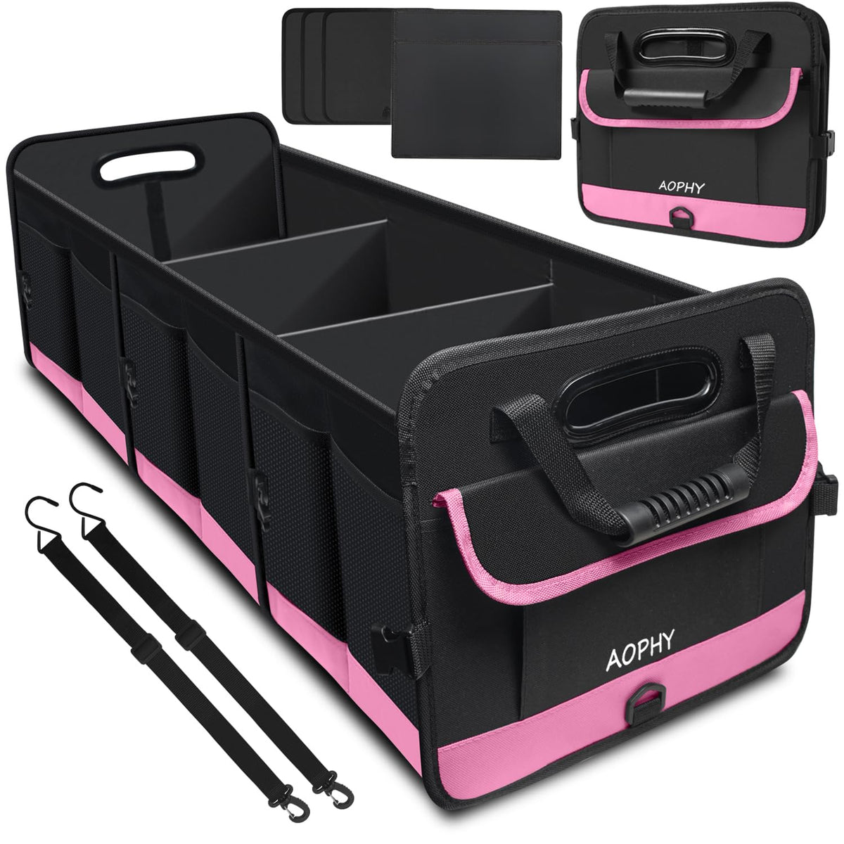 AOPHY front view folded and expanded showing space and portability benefit