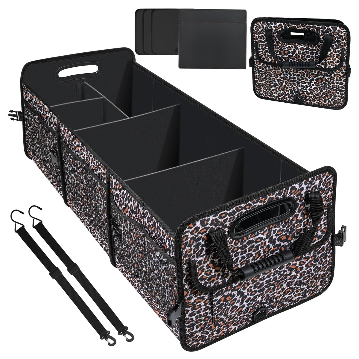 AOPHY leopard print front view showing roomy compartments and stylish design benefit