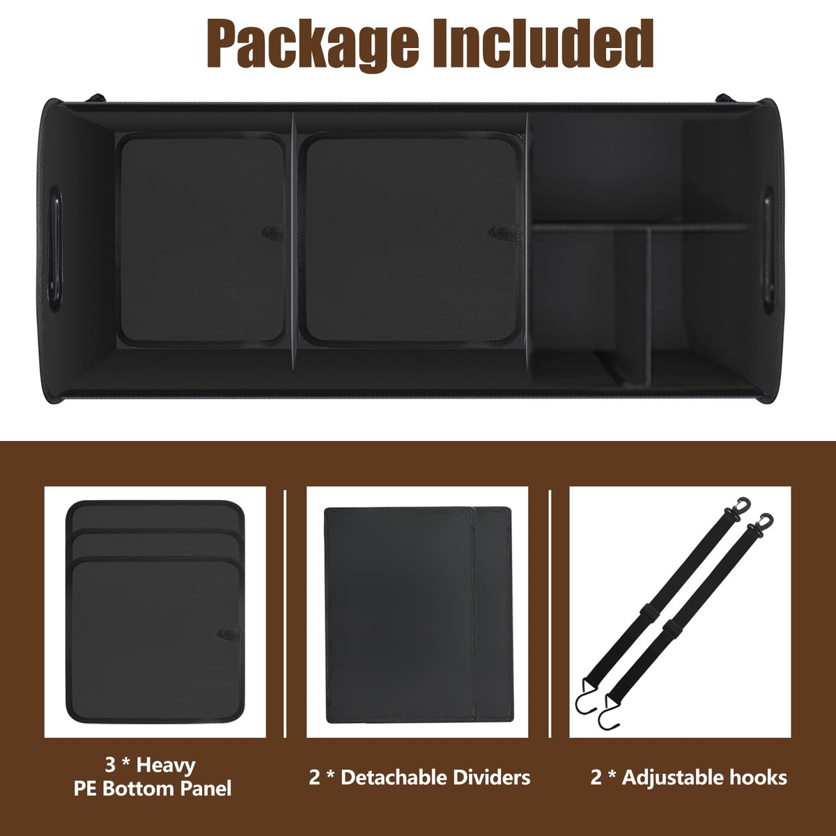 AOPHY open organizer with contents showing adjustable dividers for organization benefit