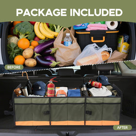 AOPHY trunk organizer in SUV loaded with groceries for instant organization