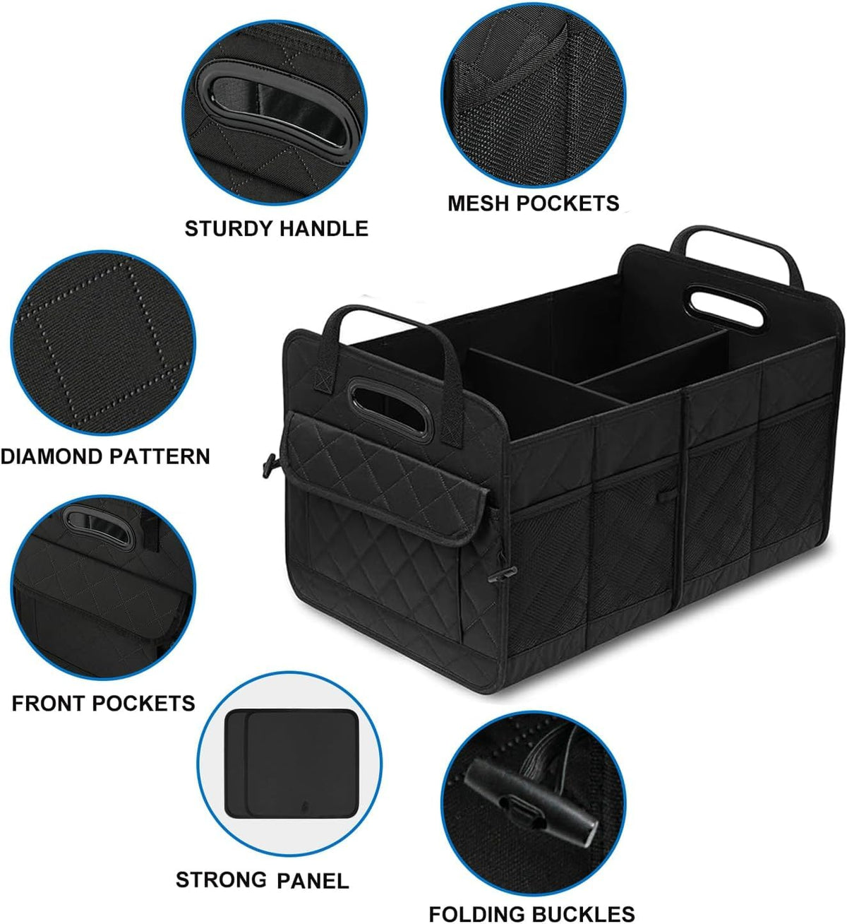 AOPHY handle and mesh pocket detail for easy carry and quick access