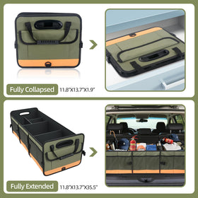 AOPHY organizer beside suitcase showing scale and large 95L capacity