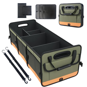 AOPHY trunk organizer front view showing neat cargo and visibility benefit