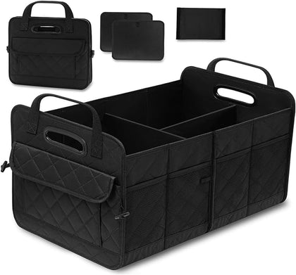 AOPHY trunk organizer front view showing full capacity and neat storage