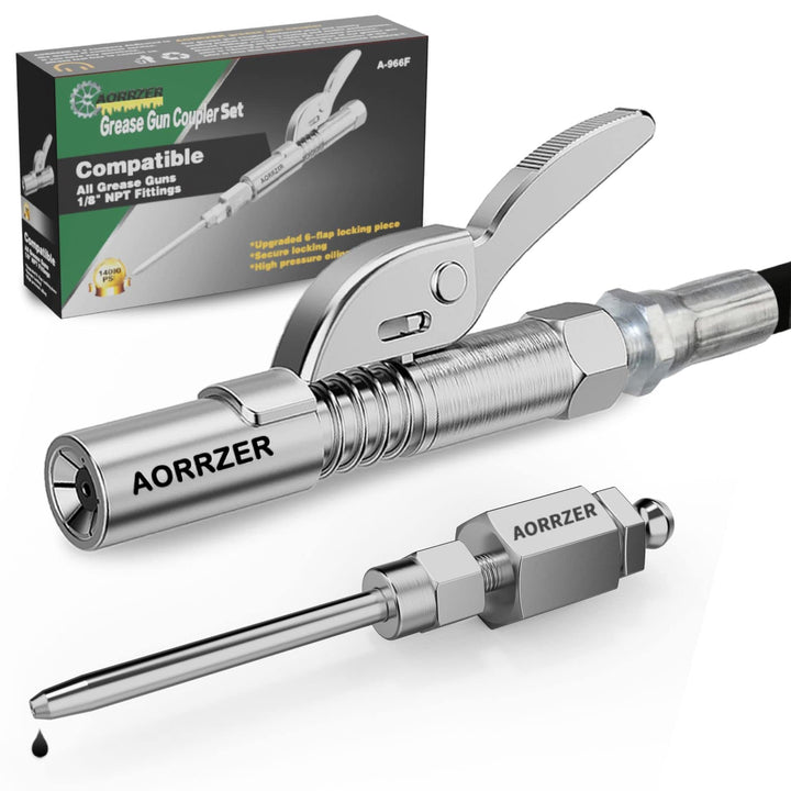 AORRZER front packaging showing needle and coupler, clear overview benefit