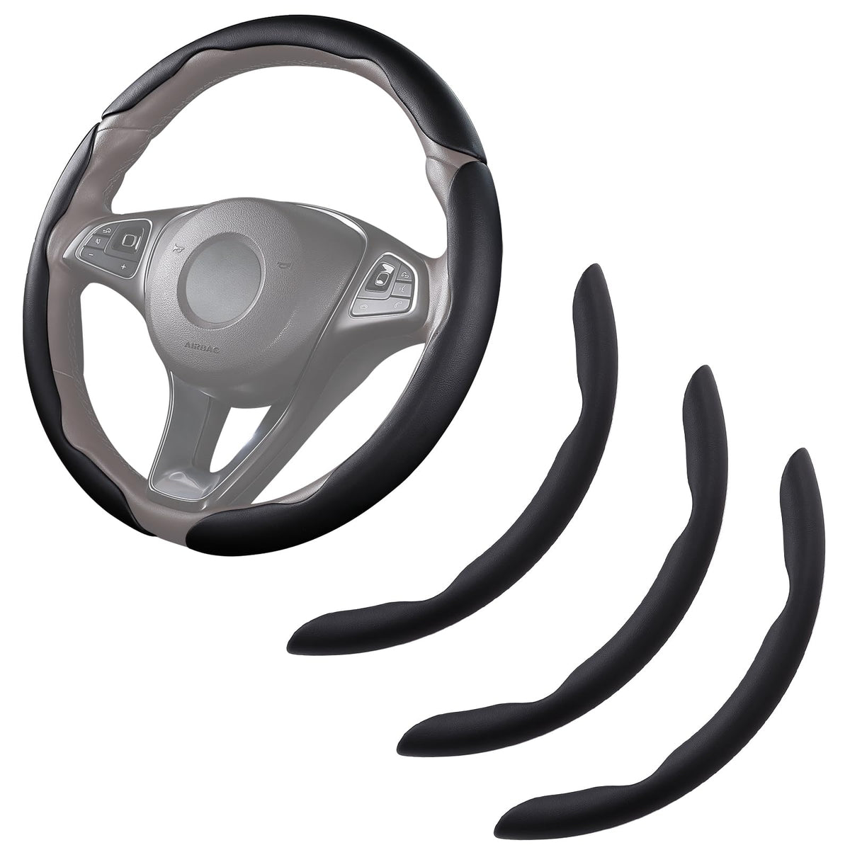 Aotoyou front view of black 3-piece cover showing sleek finish and improved style