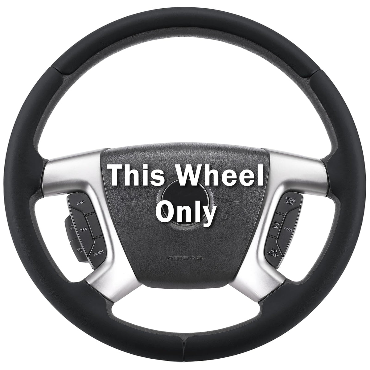 Aotoyou front view showing cover on Chevy Silverado steering wheel, neat upgrade benefit