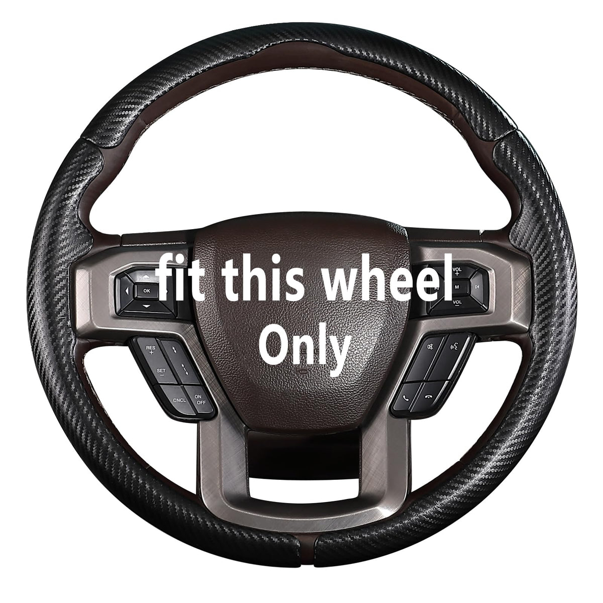 Aotoyou front view of steering wheel cover showing fit and styling benefit