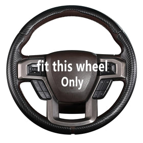 Aotoyou front view of steering wheel cover showing fit and styling benefit