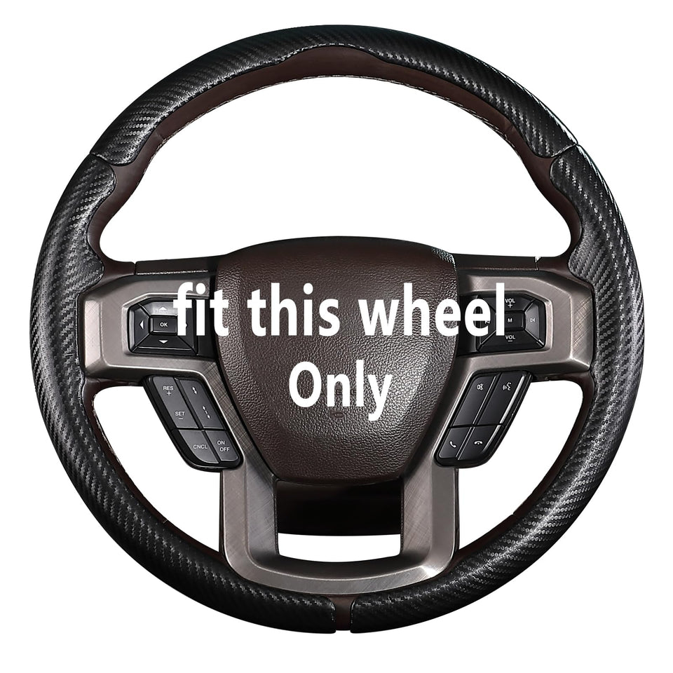 Aotoyou front view of steering wheel cover showing fit and styling benefit