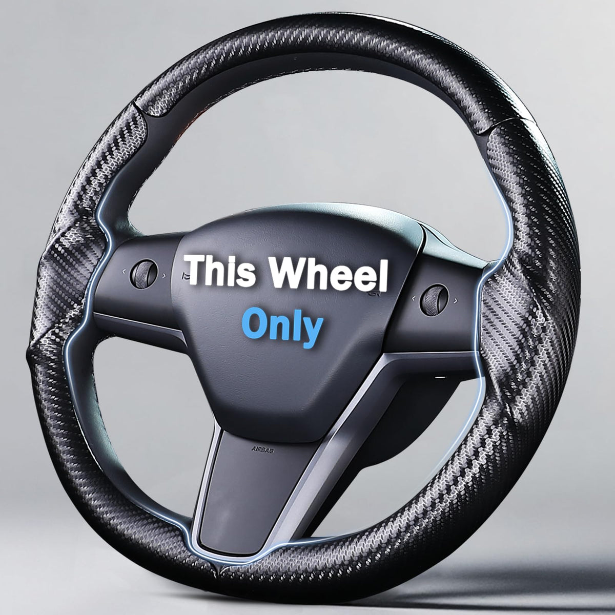 Aotoyou front view of steering wheel cover showing fit and sporty look benefit