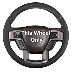 Aotoyou front view installed on Ford steering wheel showing snug fit and improved look