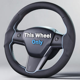 Aotoyou front view of the steering wheel cover showing precise fit and clean design for Tesla