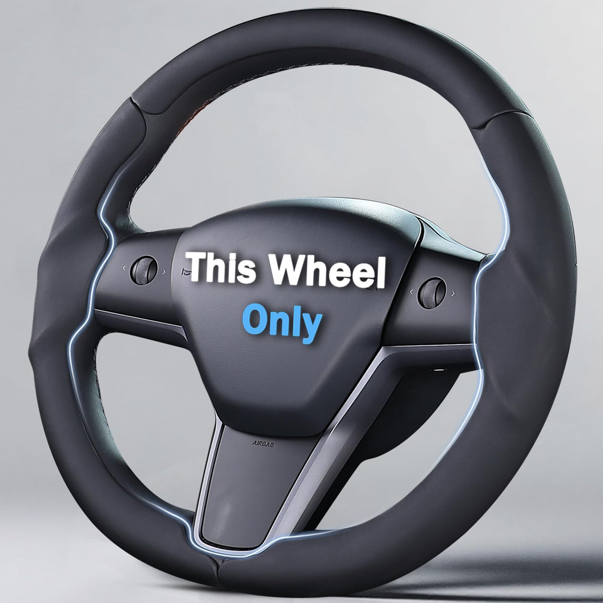 Aotoyou front view on Tesla wheel showing seamless OEM-like fit and refined look