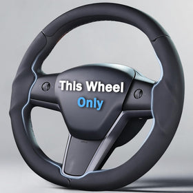 Aotoyou front view on Tesla wheel showing seamless OEM-like fit and refined look