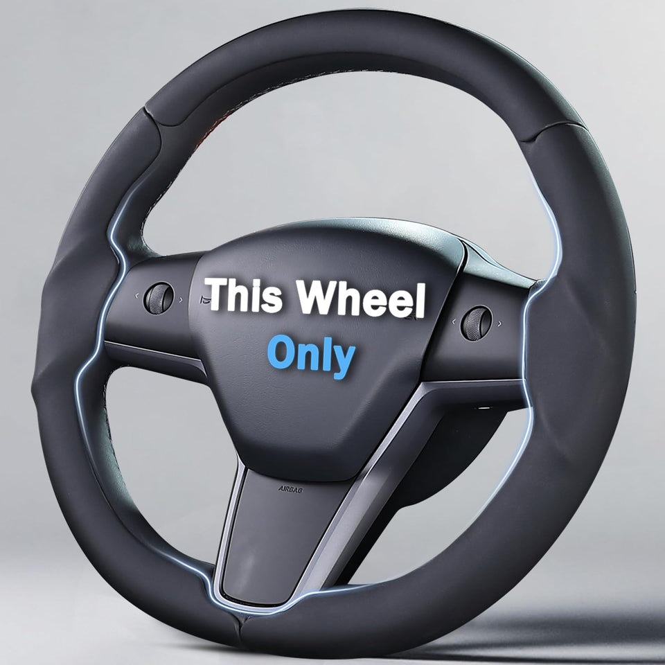 Aotoyou front view on Tesla wheel showing seamless OEM-like fit and refined look