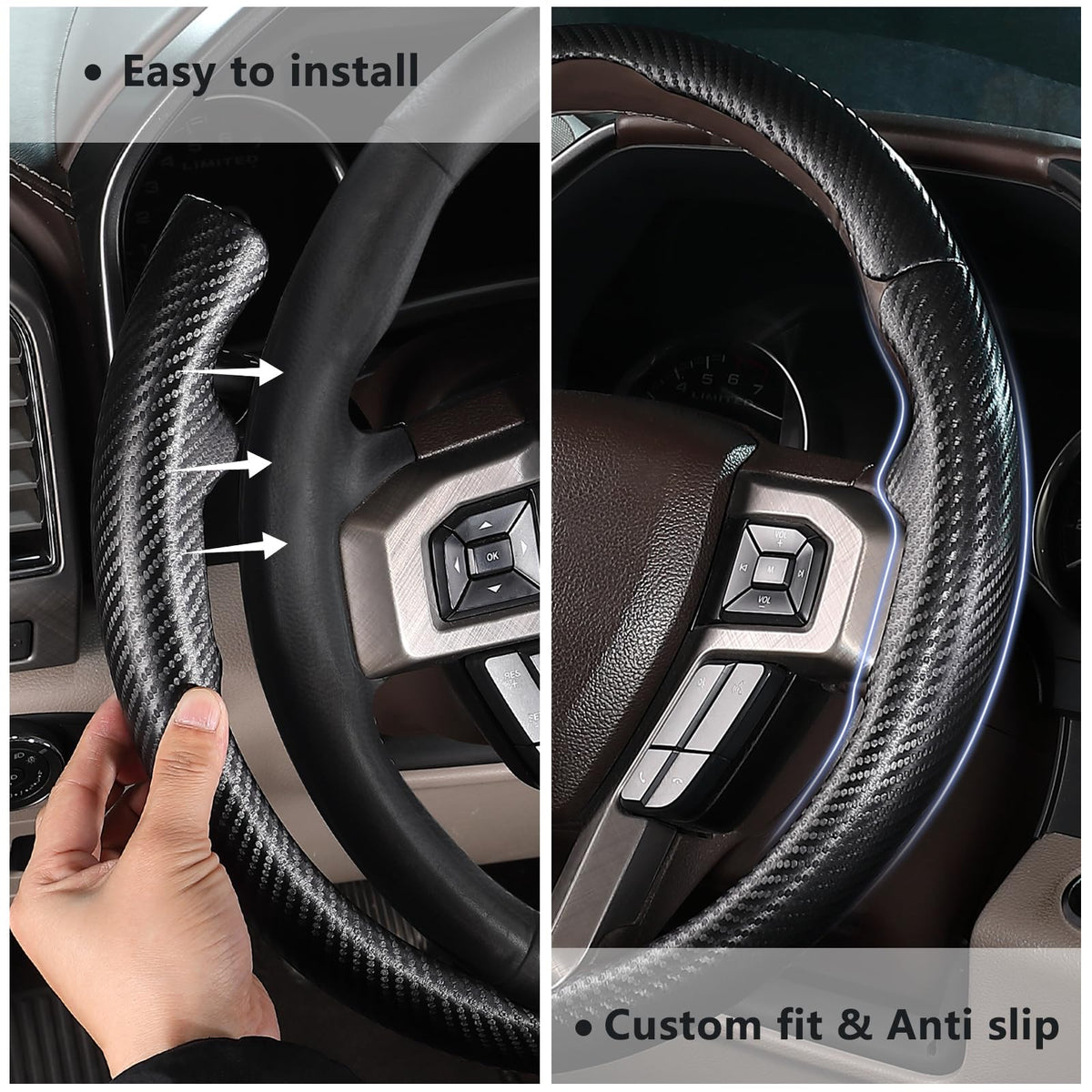 Aotoyou installed on an F150 steering wheel for instant style upgrade