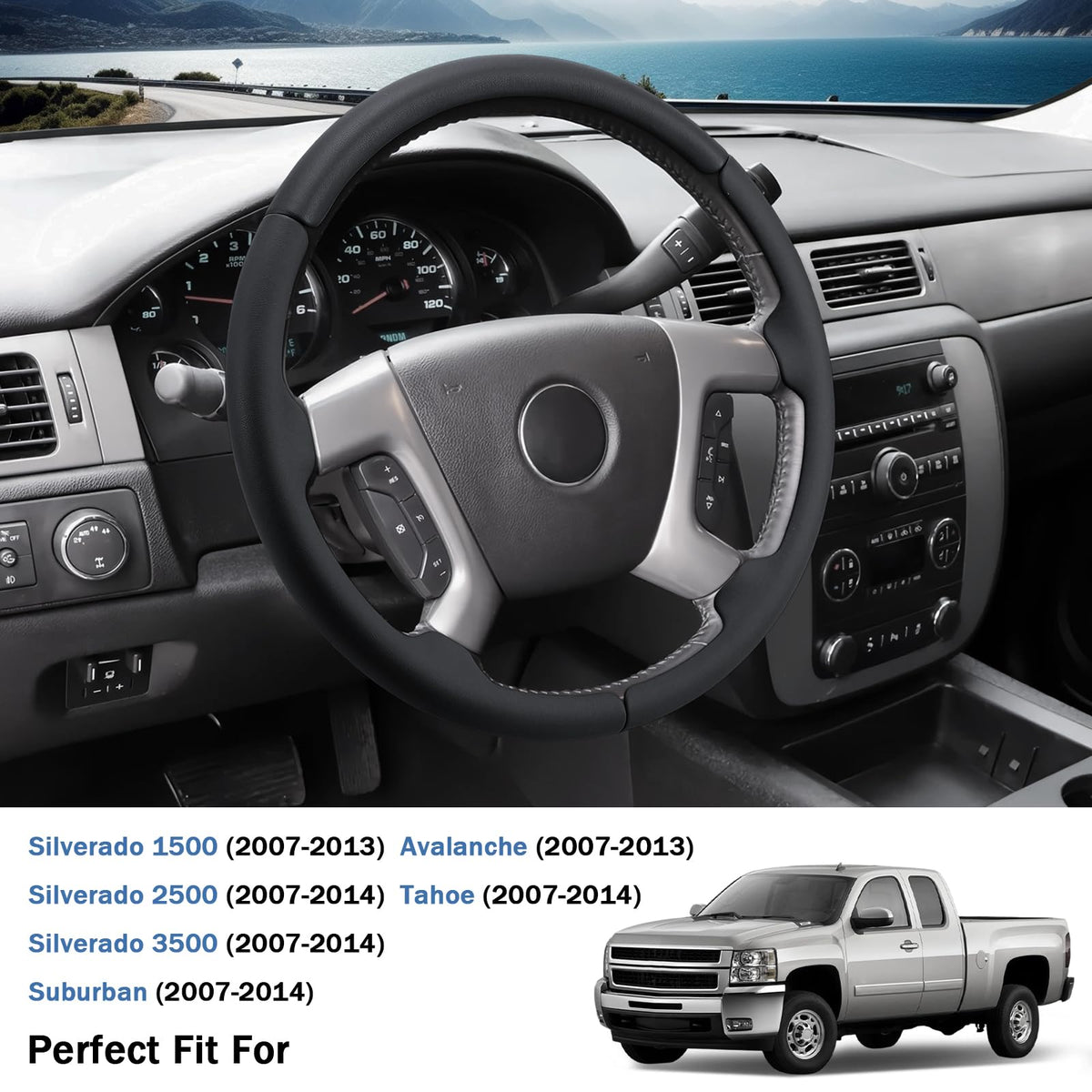 Aotoyou installed on GMC Sierra wheel showing secure snap-on grip benefit