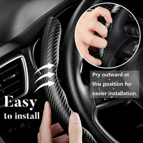 Aotoyou installed cover on a car steering wheel improving grip and visual appeal