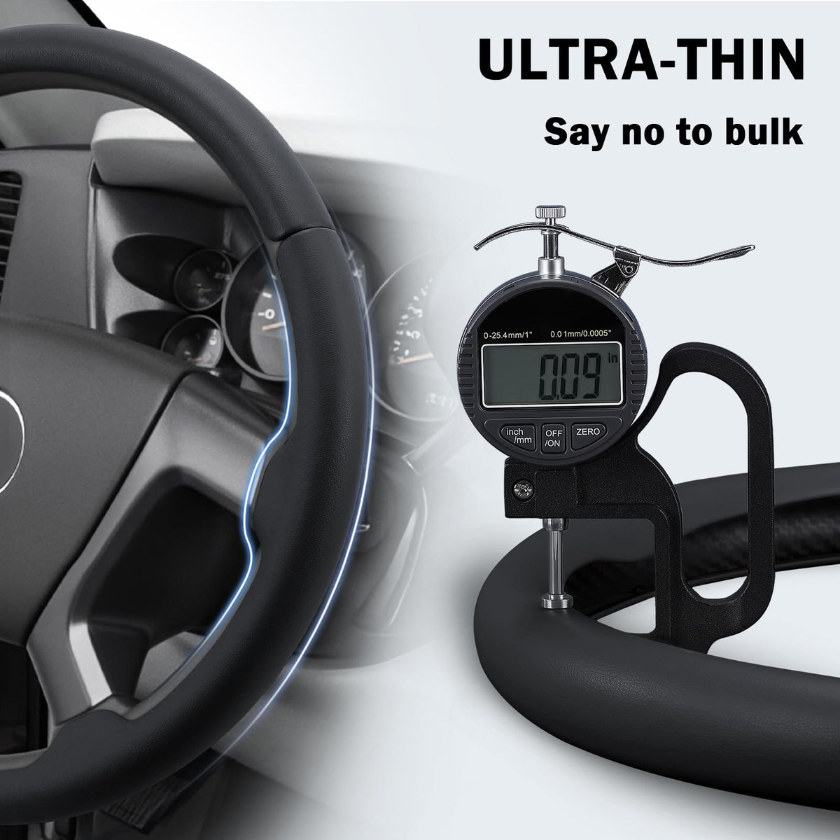Aotoyou side profile showing ultra-thin design preserving original steering feel