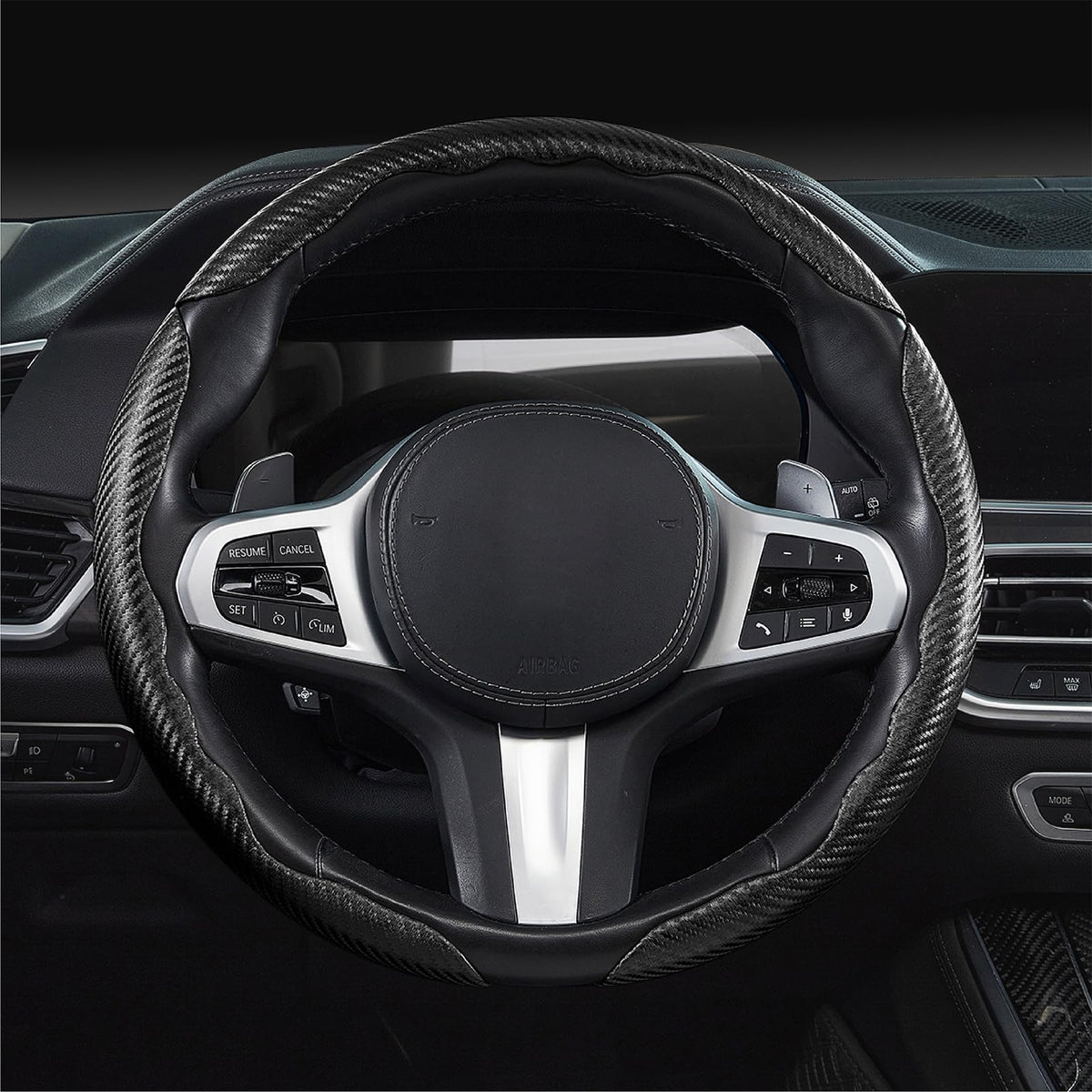 Aotoyou close-up of carbon fiber texture highlighting three-dimensional sheen for upgraded interior