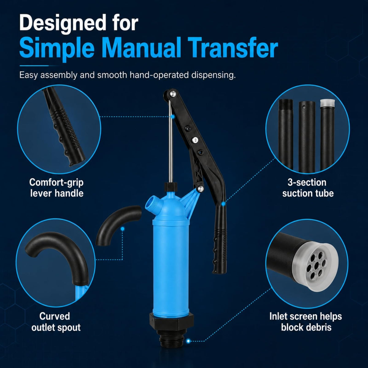 APACALI pump disassembled for compact storage and easy cleaning