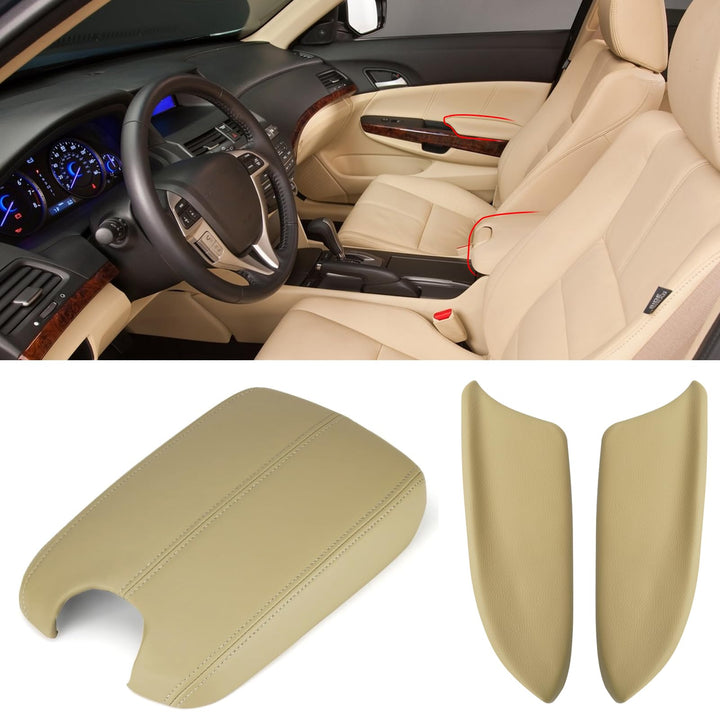 APESER front door armrest cover front view showing clean beige finish and improved comfort