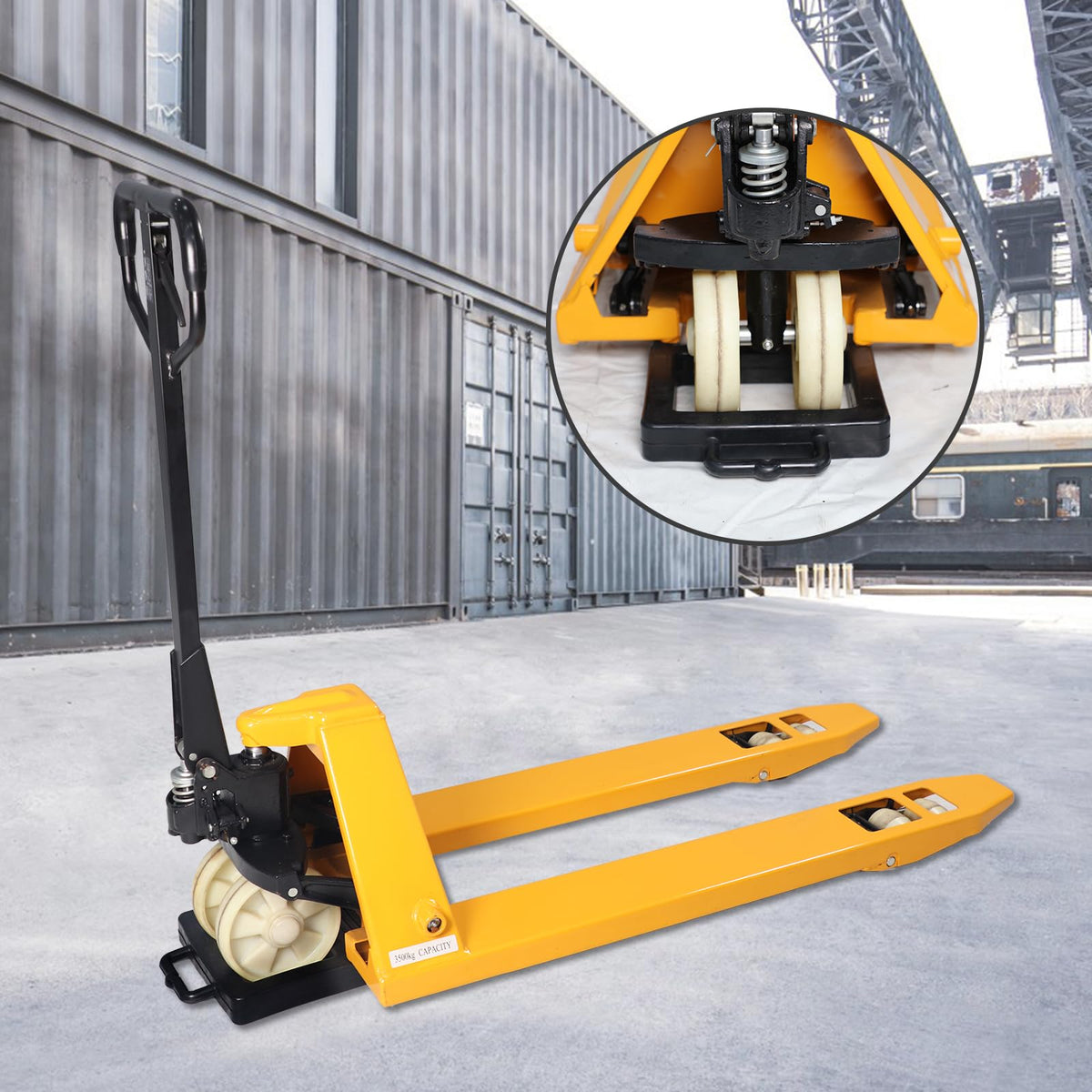 APOLLOLIFT stopper staged in a warehouse near pallets showing practical on-site use and protection