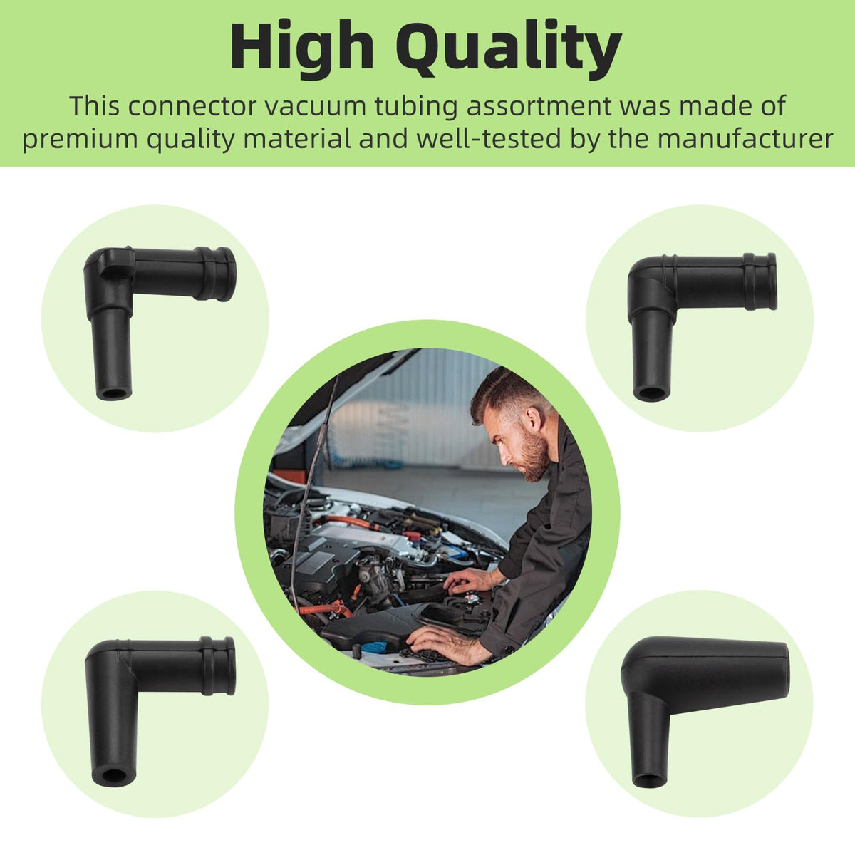 Apopip elbow installed in engine bay demonstrating secure hose connection