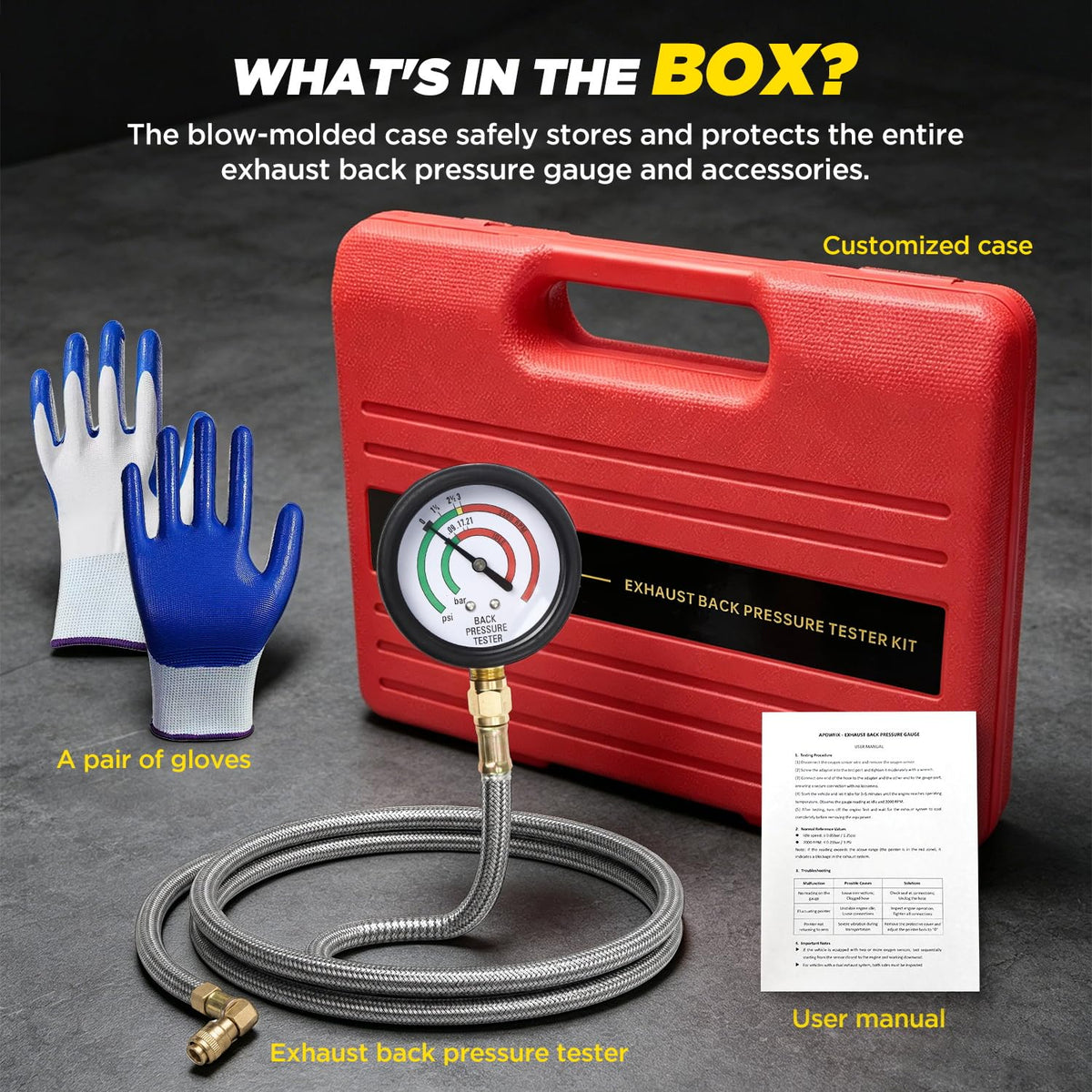 APOWFIX gauge mounted inside vehicle with hose through window, real-time in-cab reading benefit