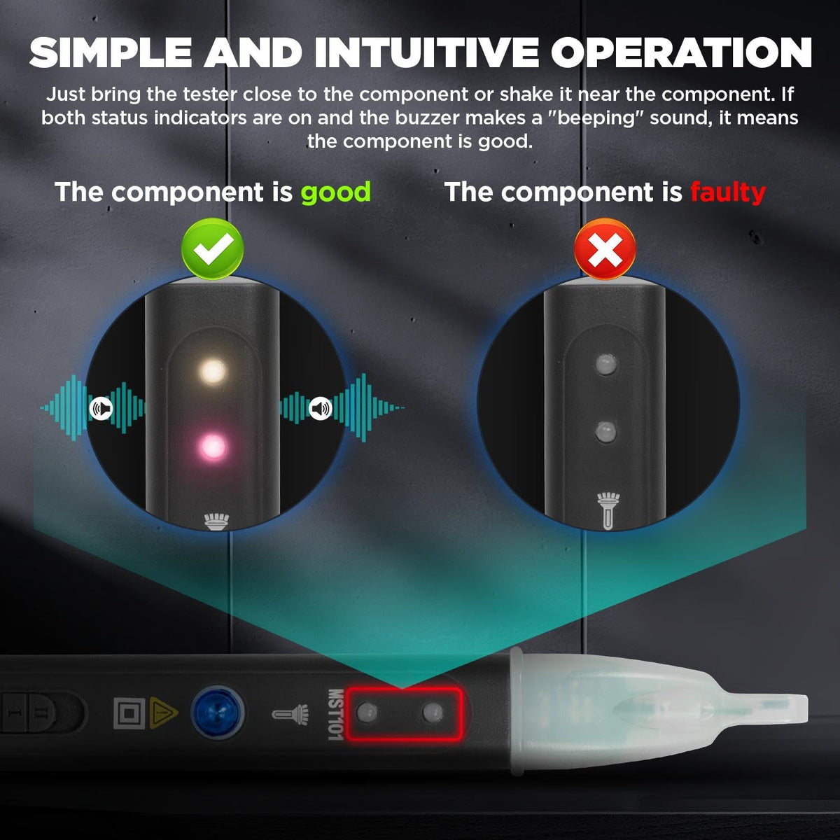 APOWFIX pen tester inside an engine bay diagnosing coils without removal