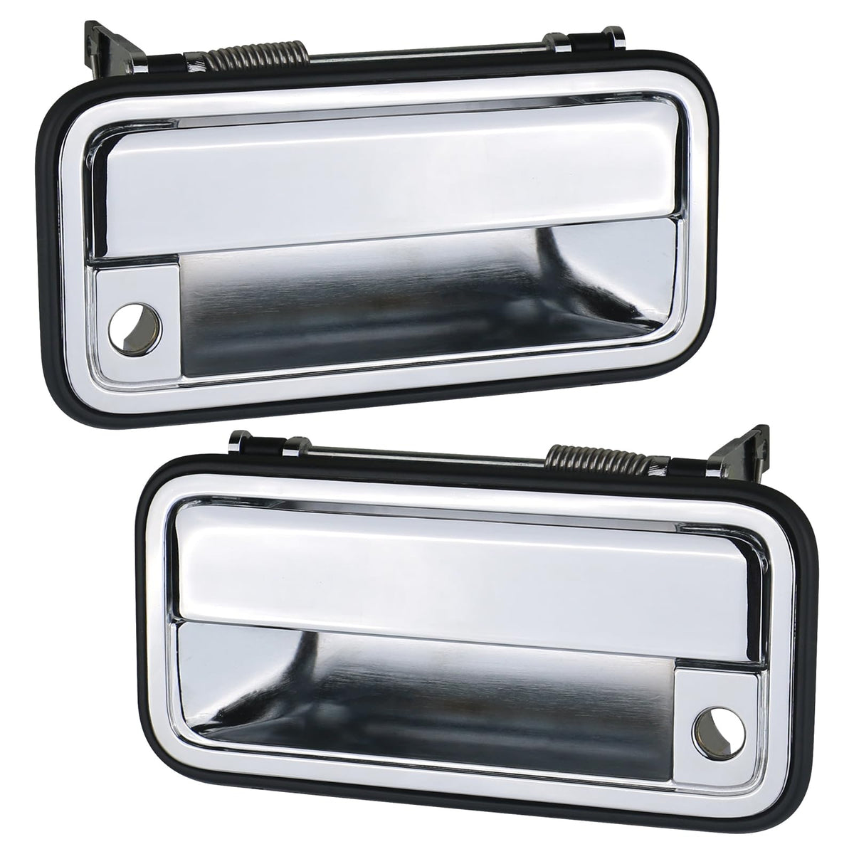 APPERFiT chrome front door handles showing packaged set and warranty benefit