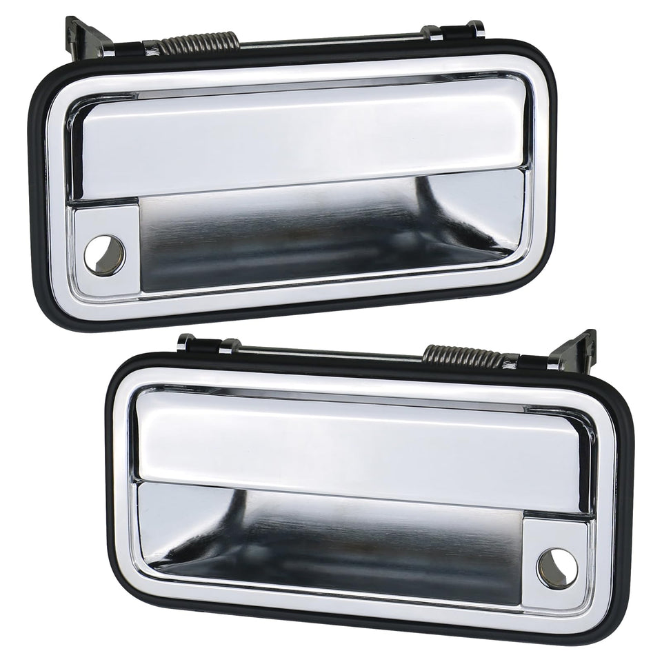 APPERFiT chrome front door handles showing packaged set and warranty benefit