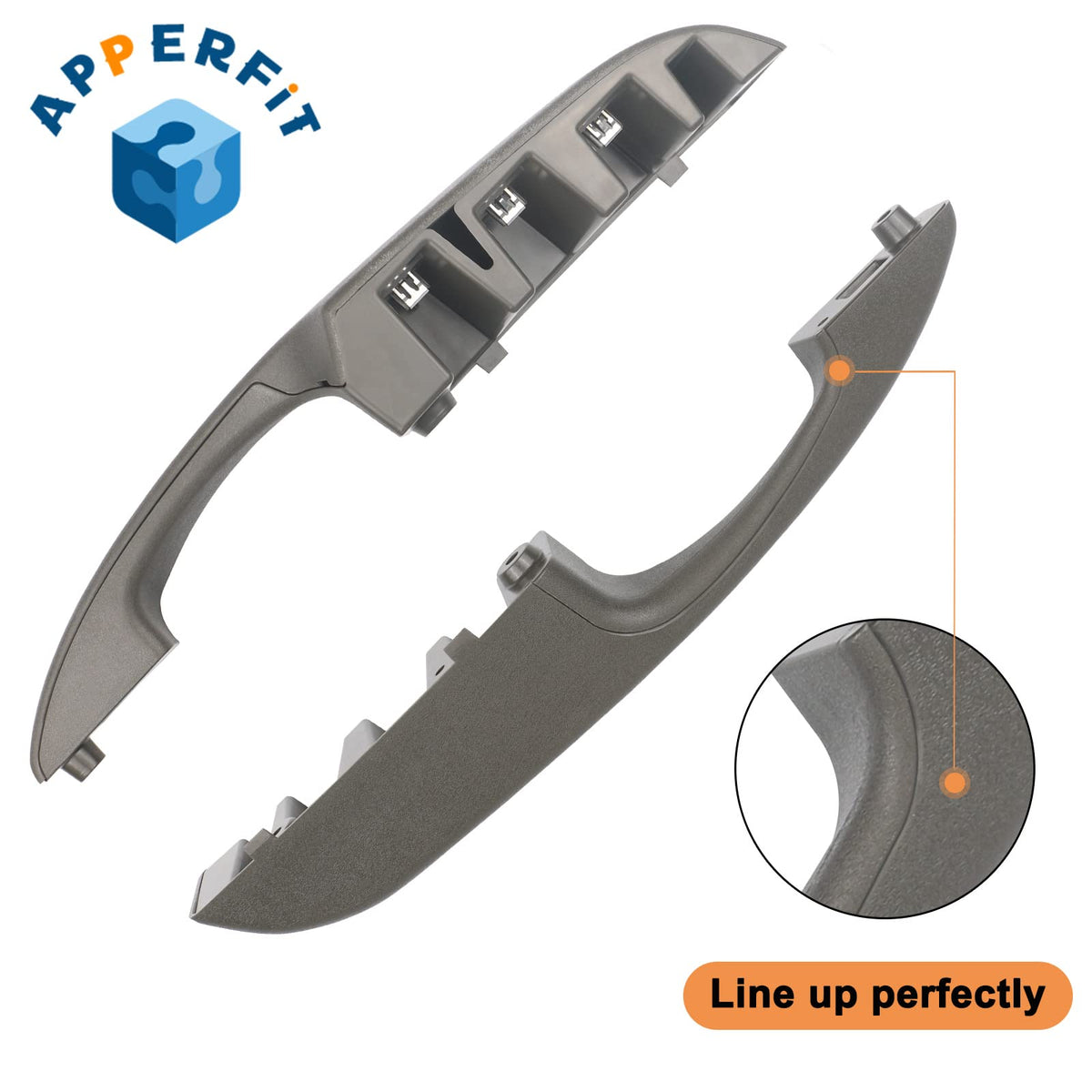 APPERFiT close-up of handle texture showing gray pewter finish and durable surface