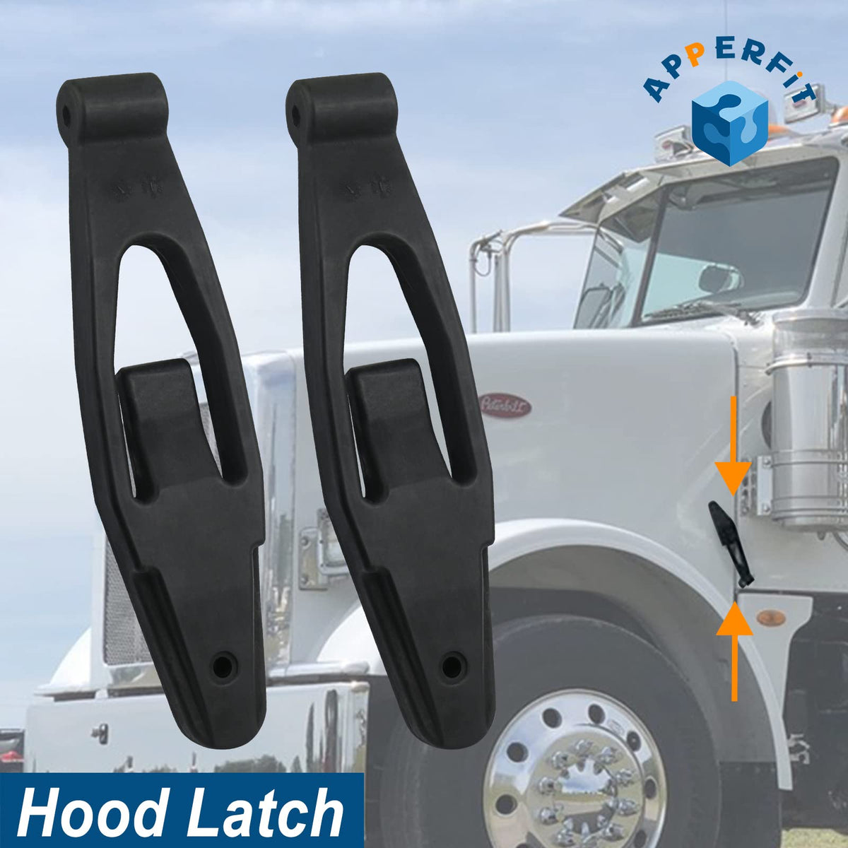 APPERFiT hood latch base close-up of mounting holes and edges, highlights precise fit