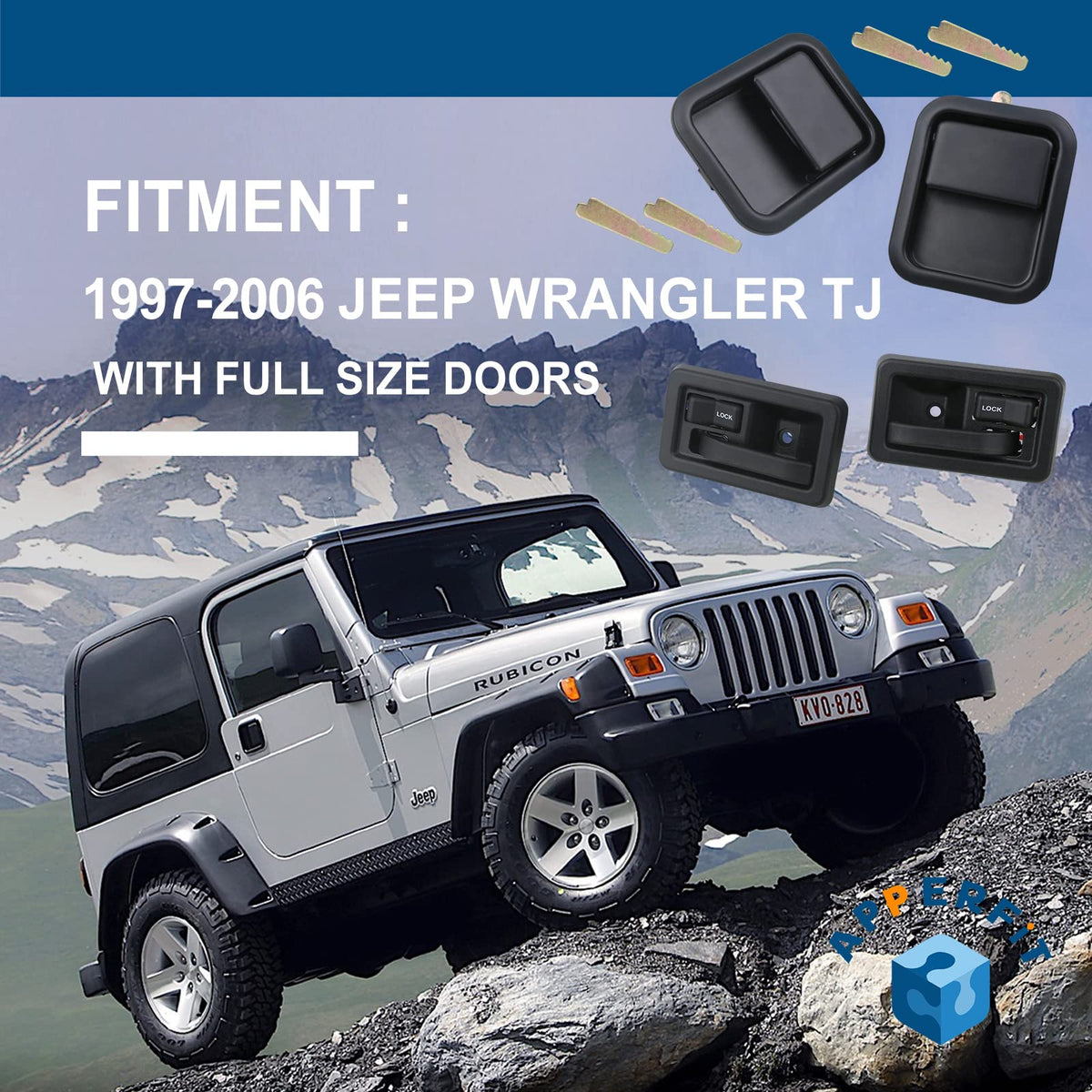 APPERFiT exterior handle installed on a Jeep door demonstrating exact fit and restored operation